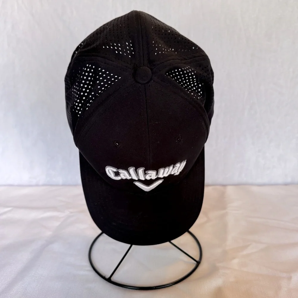 Callaway Golf XSpann Black Fitted Black Ball Cap Hat size L/XL Mesh Embroidered